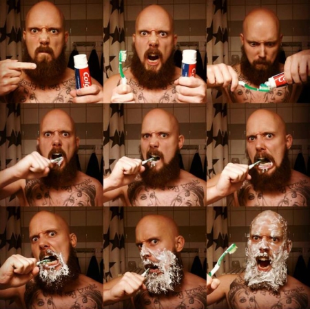 Como um macho de verdade escova os dentes